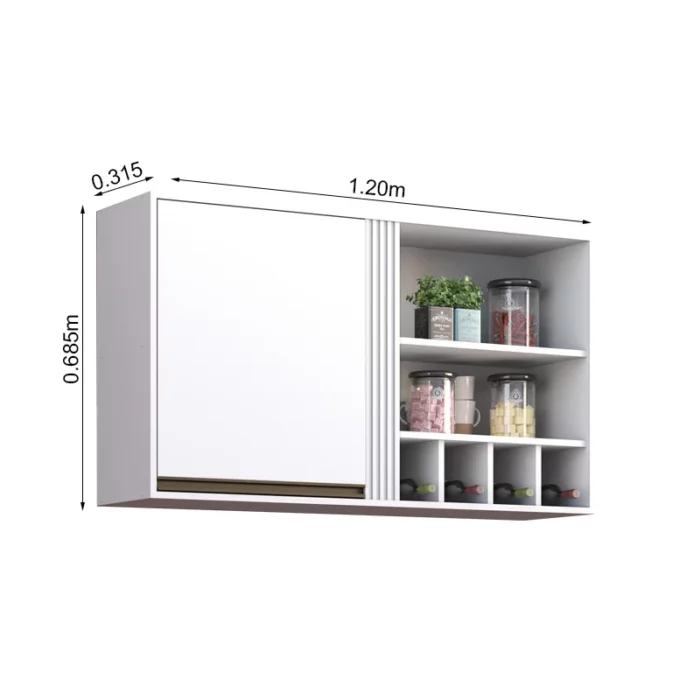 Aéreo + Balcão Cozinha Pérola Larg. 1.20m Branco Sallêto - Image 4