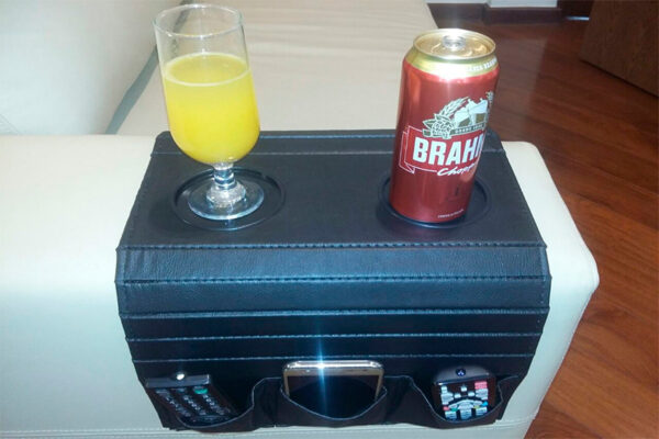 Bandeja para Braço de Sofá com Porta Copos e Controle Koniro Azul
