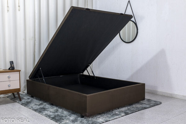 Base Box Baú Casal 138x188x42 Veludo Marrom Portobel