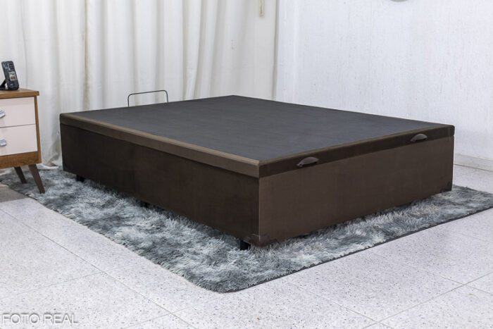 Base Box Baú Casal 138x188x42 Veludo Marrom Portobel - Image 2