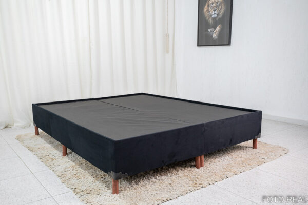 Base Box Queen Bipartida Zeus 158x198x38 Suede Preto SE