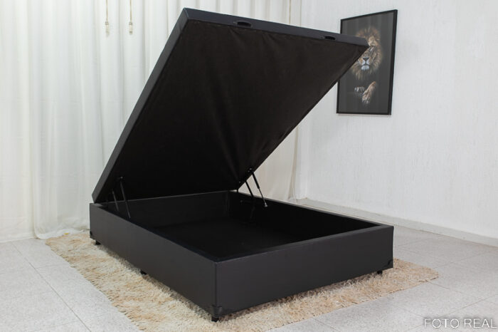 Base Box Baú Casal Eli 138x188x42 Korino Preto - Blindado