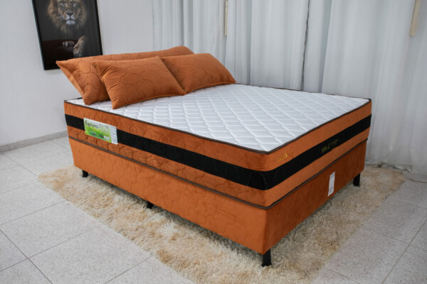 Box+Colchão Casal Ortopédico Max Top Premium Ferrugem 138×188 Nosso Sonho ALMOFADAS GRÁTIS