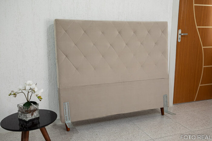 Cabeceira Casal Paris Sued Bege Claro Larg. 1.40m