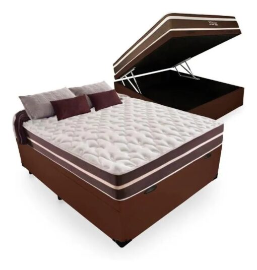 Colchão Casal Classic Superlastic D26 Marrom + Base Baú ortobello – ANJOS + Ortobello (P-ok)