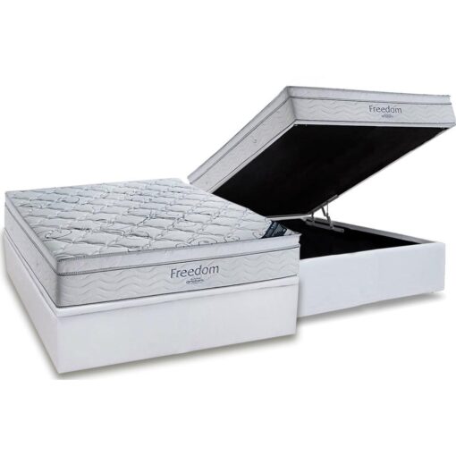 Colchão Casal D33 Freedom + Base Box Baú Branco – ORTOBOM + BIOSTAR