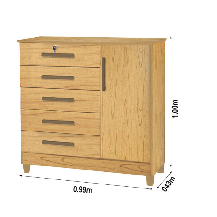Cômoda Vitória com 5 Gavetas e 1 Porta Cinamomo Rud Rack - Image 2