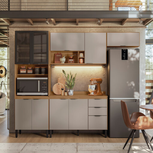 Cozinha Completa Firenze Amêndola Touch/Nude Prime TX – DEMÓBILE