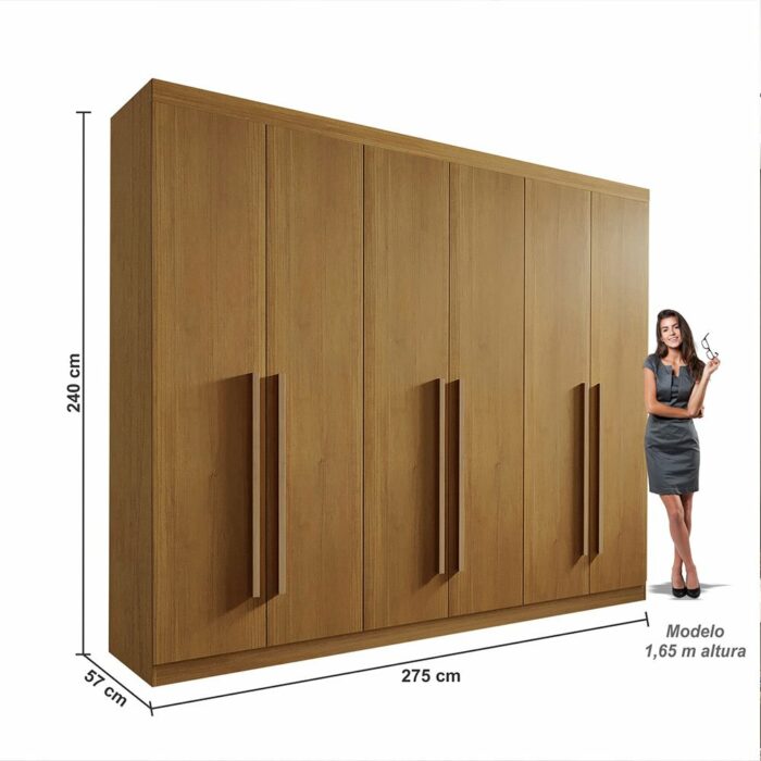 Roupeiro Da Vinci Plus 6 portas 6 Gavetas Cinamomo 100% Larg. 2.75m D Doro - Image 3