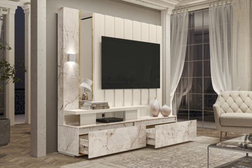 Home Theater até 65″ Zeus Calacata/Off White – MADETEC