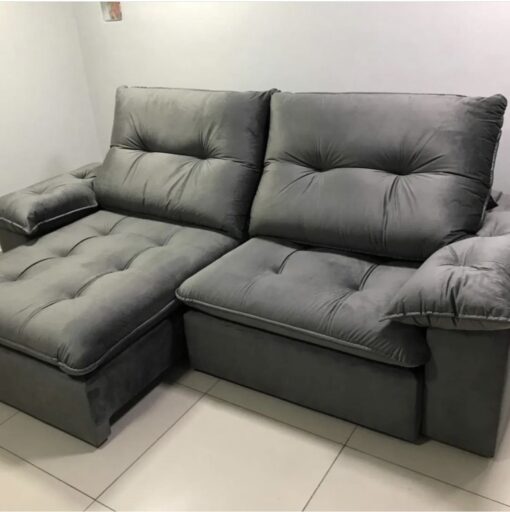 Sofá Retrátil e Reclinável México 250 Cinza – LEO DECOR