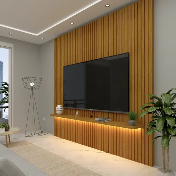 Painel Nobre Ripado 100% MDF C/LED Larg. 1.85m TV até 75″  Gelius (P-total-ok)