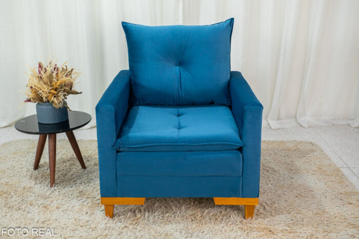 Poltrona Paris Veludo Azul