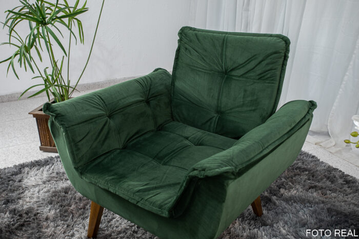 Poltrona Pérola Base Fixa Veludo Verde - Image 6