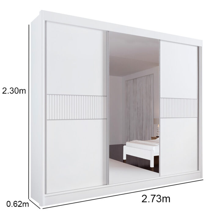 Roupeiro Los Angeles Ripado  100% MDF Larg. 2.73m D'Doro (P-ok) - Image 3
