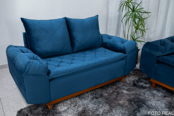 Sofá 2 lugares Bélgica 1.60m Veludo Azul Escuro