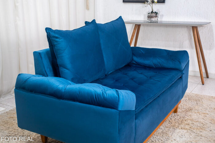 Sofá 2 lugares Bélgica 1.60m Veludo Azul Claro - Image 4