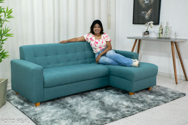 Sofá 3 Lug. Com Chaise Colorado Verde Tiffany 2.10m