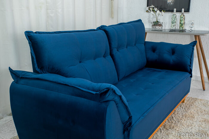 Sofá 3 lugares Espanha 2.00m Veludo Azul 529 - D28 Soft - Image 3