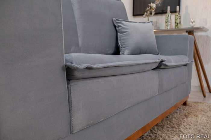 Sofá 3 lugares Havaí Luxo 2.00m Veludo Cinza 562 - Molas Ensacadas - Image 5