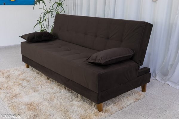 Sofá 4 lugares e Sofá Cama Casal Arpoador Veludinho Marrom