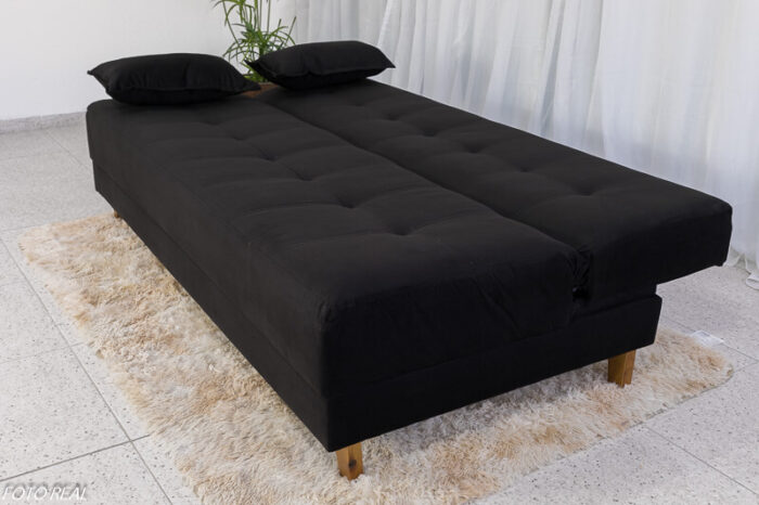 Sofá 4 lugares e Sofá Cama Casal Arpoador Veludinho Preto - Image 3