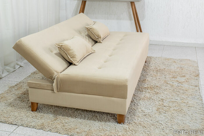 Sofá 4 lugares e Sofá Cama Casal Arpoador Veludo Bege 3040/04 - Image 3