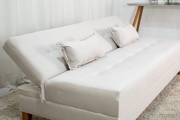 Sofá 4 lugares e Sofá Cama Casal Arpoador Veludo Bege 3040/01 - Image 6