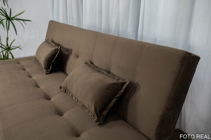 Sofá 4 lugares e Sofá Cama Casal Arpoador Veludo Marrom - Image 6