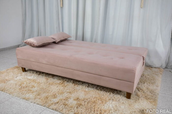 Sofá 4 lugares e Sofá Cama Casal Arpoador Veludo Rose - Image 8