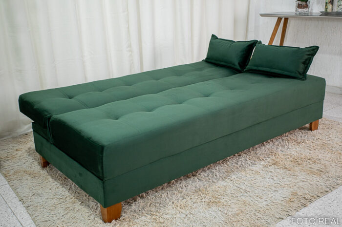 Sofá 4 lugares e Sofá Cama Casal Arpoador Veludo Verde 3040/10 - Image 7