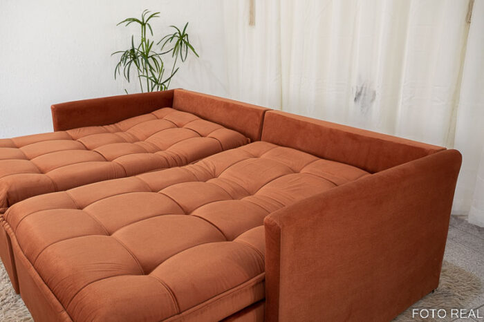 Sofá Retrátil Reclinável e Sofá Cama Málaga 2.15m Veludo Terracota A33 - Image 10