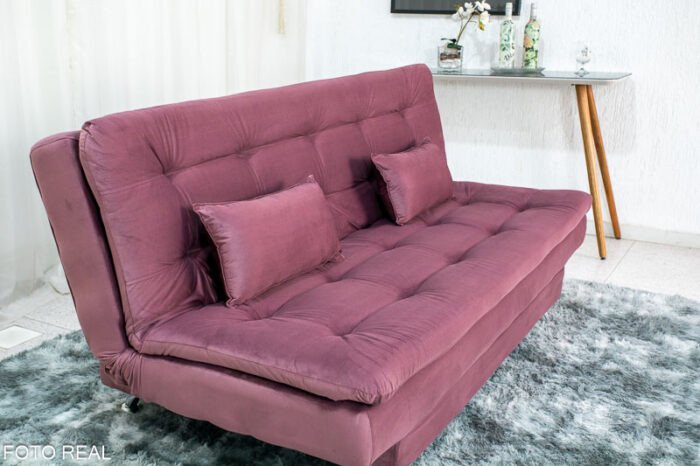 Sofá Cama Salomé Larg. 1.80m Veludo Uva 431 - Image 3
