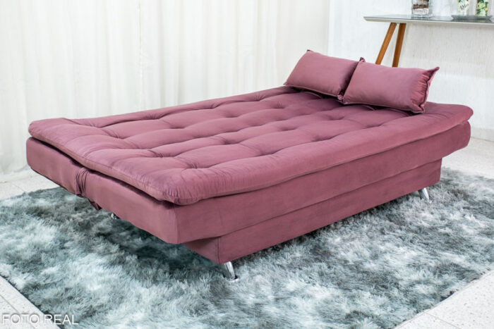 Sofá Cama Salomé Larg. 1.80m Veludo Uva 431 - Image 6