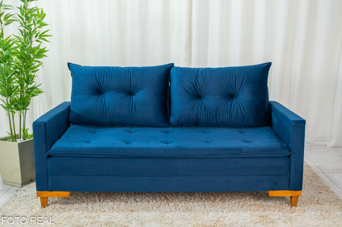 Sofá Paris 3 lugares Veludo Azul - Image 3