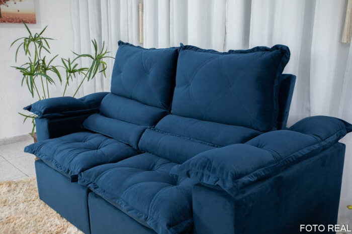 Sofá Retrátil Reclinável 1.80m Santorine Veludo Azul - Image 6
