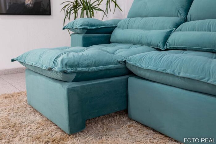 Sofá Retrátil Reclinável 1.80m Santorine Veludo Verde Tiffany - Image 8