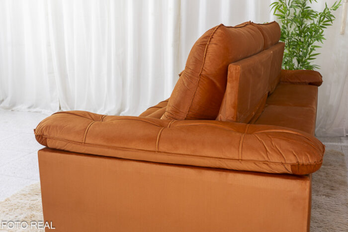 Sofá Retrátil Reclinável 2.27m Verona Veludo Terracota 24 - Molas Ensacadas - Image 8