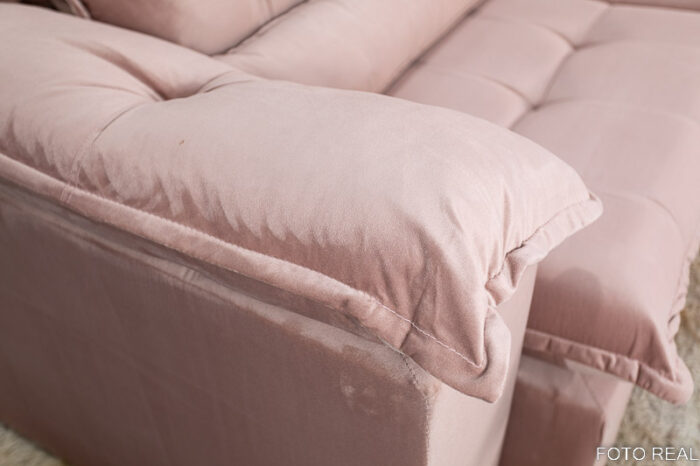 Sofá Retrátil Reclinável 2.30m Emanuelly Veludo Rose 25 - D28 Soft - Image 8