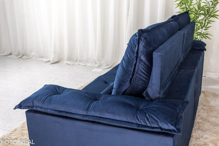 Sofá Retrátil Reclinável 2.30m Roma Veludo Azul 03 - D28 Soft - Image 8