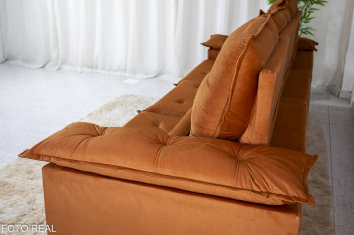 Sofá Retrátil Reclinável 2.70m Roma Veludo Terracota 24 - D28 Soft - Image 9