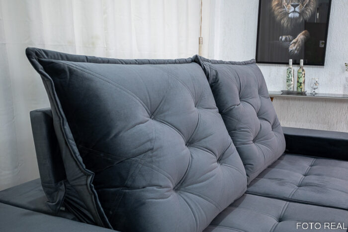 Sofá Retrátil Reclinável Berlim 2.50m Cinza 814 - D33 e Molas Ensacadas - Image 7