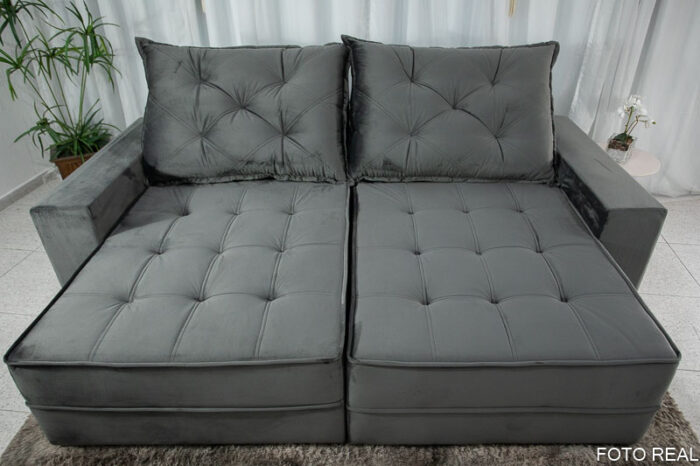 Sofá Retrátil Reclinável Berlim 2.90m Cinza 814 - D33 e Molas Ensacadas - Image 5