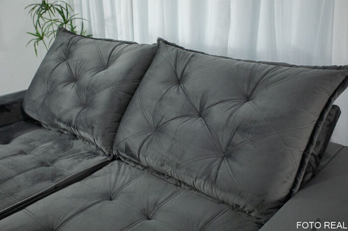 Sofá Retrátil Reclinável Berlim 2.90m Cinza 814 - D33 e Molas Ensacadas - Image 6