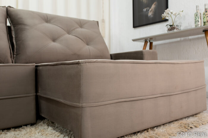 Sofá Retrátil Reclinável Berlim 2.90m Veludo Cinza 813 - D33 e Molas Ensacadas - Image 6