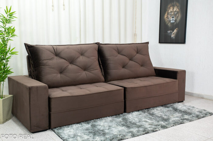 Sofá Retrátil Reclinável Berlim 2.90m Marrom 815 - D33 e Molas Ensacadas - Image 3