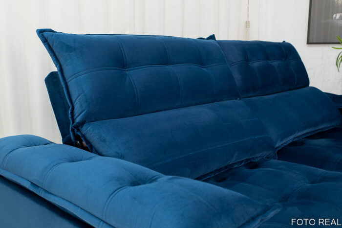 Sofá Retrátil Reclinável Dallas 2.30m Veludo Azul 800 - D33 Soft e Molas Ensacadas - Image 6