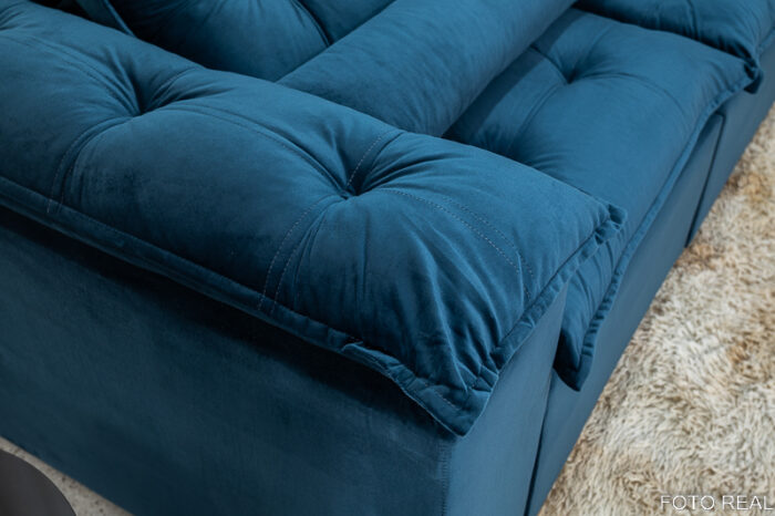 Sofá Retrátil Reclinável Grécia 2.70m Veludo Azul - Image 10
