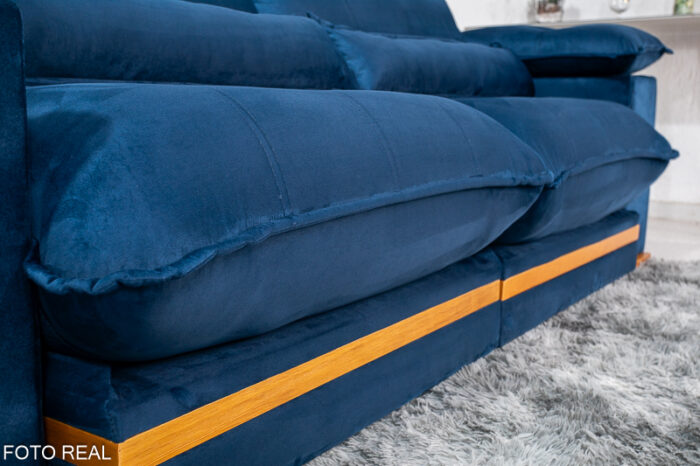 Sofá Retrátil Reclinável Ibis 2.30m Veludo Azul 800 - D33 e Molas Ensacadas - Image 7