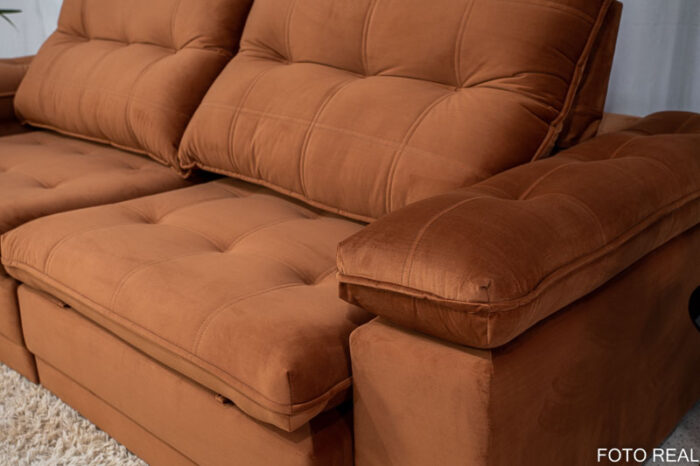 Sofá Retrátil Reclinável Ibiza 2.60m Terracota K70 - D33 Hiper soft e Molas Ensacadas - Image 4